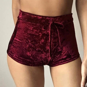 2017 S-XL Women Velvet Drawstring Shorts Casual High Waist Autumn Winter Sexy Elegant Skinny Shorts 9 Colors P2